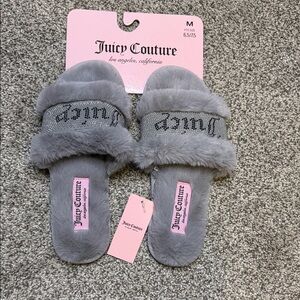 Juicy Couture Soft Gray Furry Slides